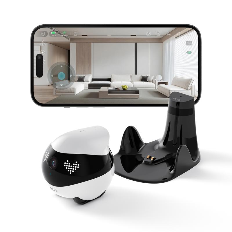 EBO Air 2 - Interactive Home Robot for Pets with 2K HD Camera, Auto Obstacle Avoidance, Laser Play, and AI Voice for Enhanced Security and Family Connectivity