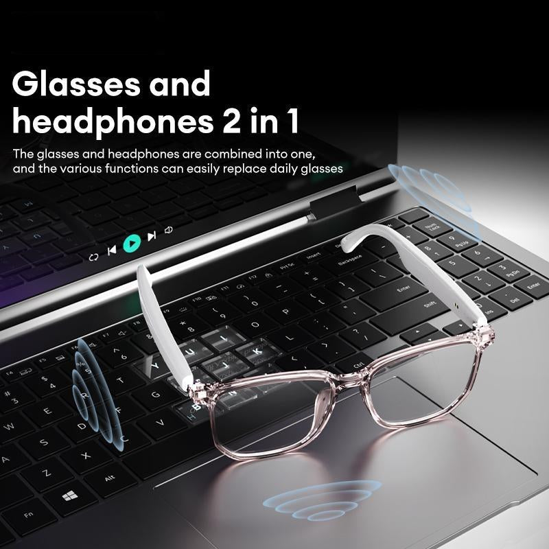 HYUNDAI C8 Pro Wearable Multifunctional Bluetooth Smart Glasses, Durable Anti-Blue Light Glasses with Earbud Headset for Music & Calls, Electronic Audio Glasses for Men & Women, Bluetooth Clear Glasses