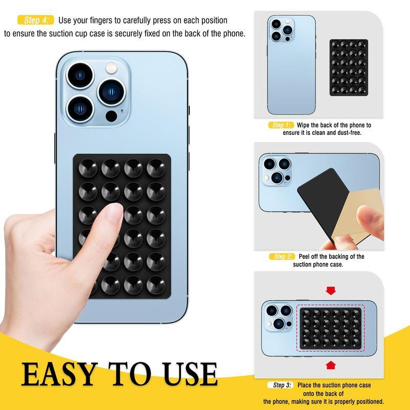 2PCS Silicone Suction Phone Case Mount,Non Slip Suction Cup Phone Mount,Hands-Free Phone Accessories Holder for Selfies and Videos,Silicon Adhesive Phone Stand Sticky for Cell Phone Cellphone Smartphone