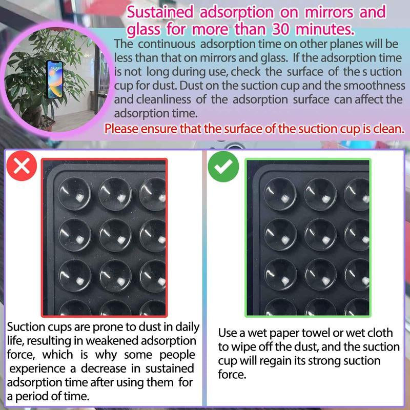 2PCS Silicone Suction Phone Case Mount,Non Slip Suction Cup Phone Mount,Hands-Free Phone Accessories Holder for Selfies and Videos,Silicon Adhesive Phone Stand Sticky for Cell Phone Cellphone Smartphone