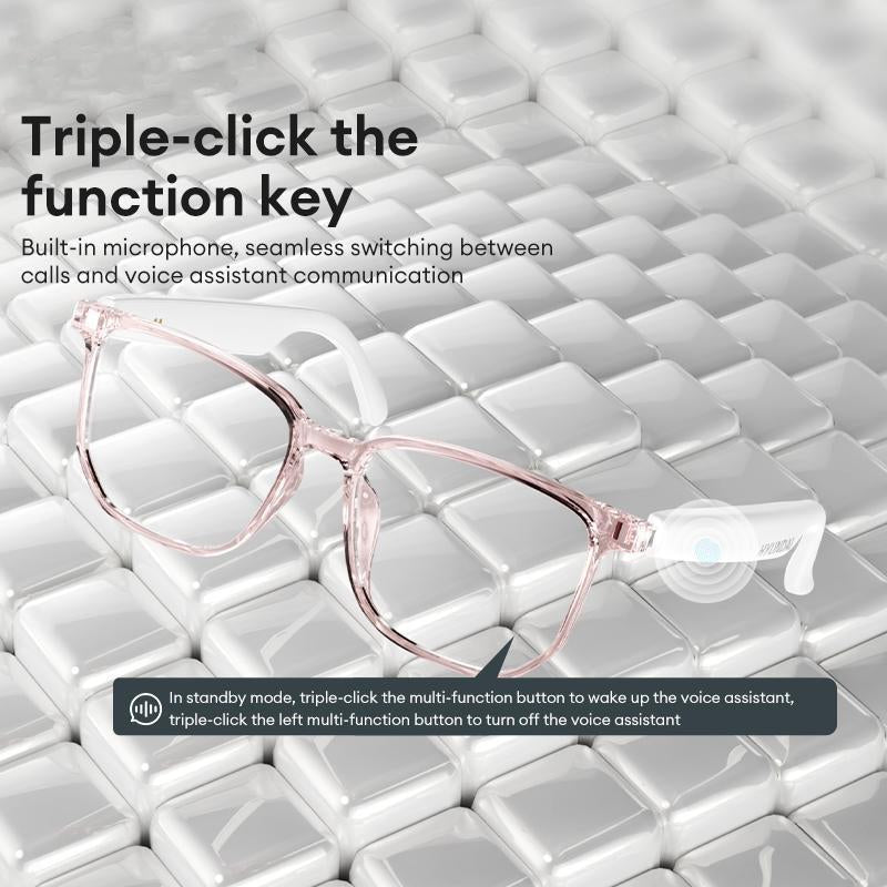 HYUNDAI C8 Pro Wearable Multifunctional Bluetooth Smart Glasses, Durable Anti-Blue Light Glasses with Earbud Headset for Music & Calls, Electronic Audio Glasses for Men & Women, Bluetooth Clear Glasses