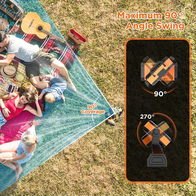 OGERY Rechargeable Camping Fan with LED Light, Portable Multi-Functional Fan with 360° Rotating Hook, Oscillating Emergency Camping Fan Cordless Rotatable Battery Powered Lightweight