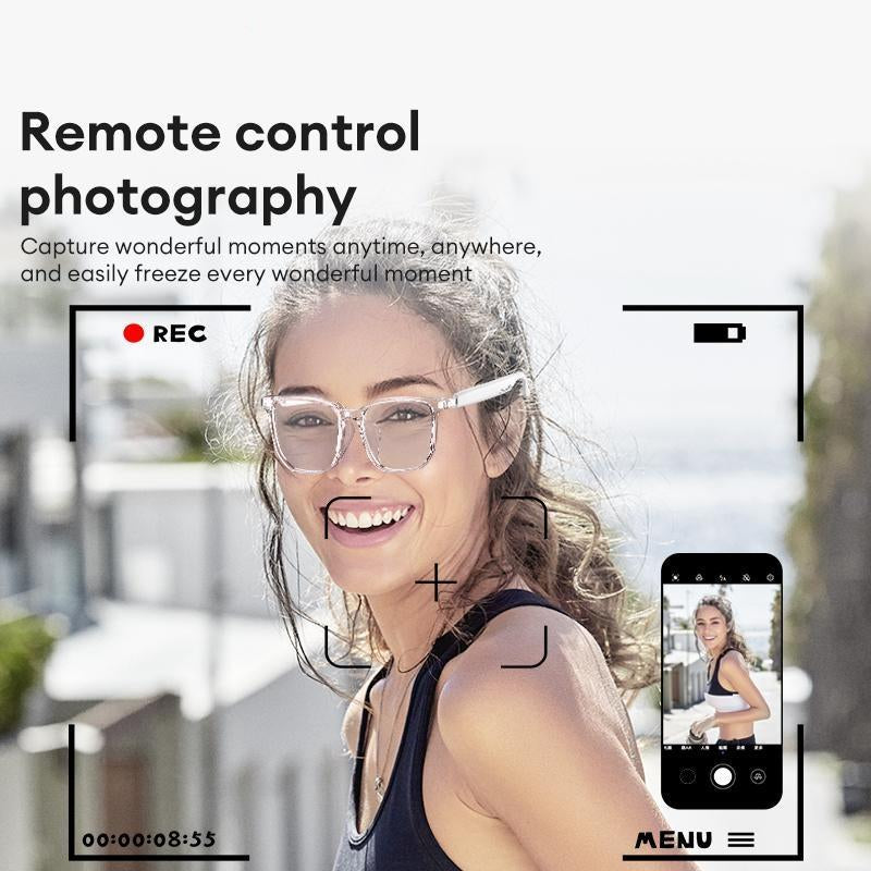 HYUNDAI C8 Pro Wearable Multifunctional Bluetooth Smart Glasses, Durable Anti-Blue Light Glasses with Earbud Headset for Music & Calls, Electronic Audio Glasses for Men & Women, Bluetooth Clear Glasses