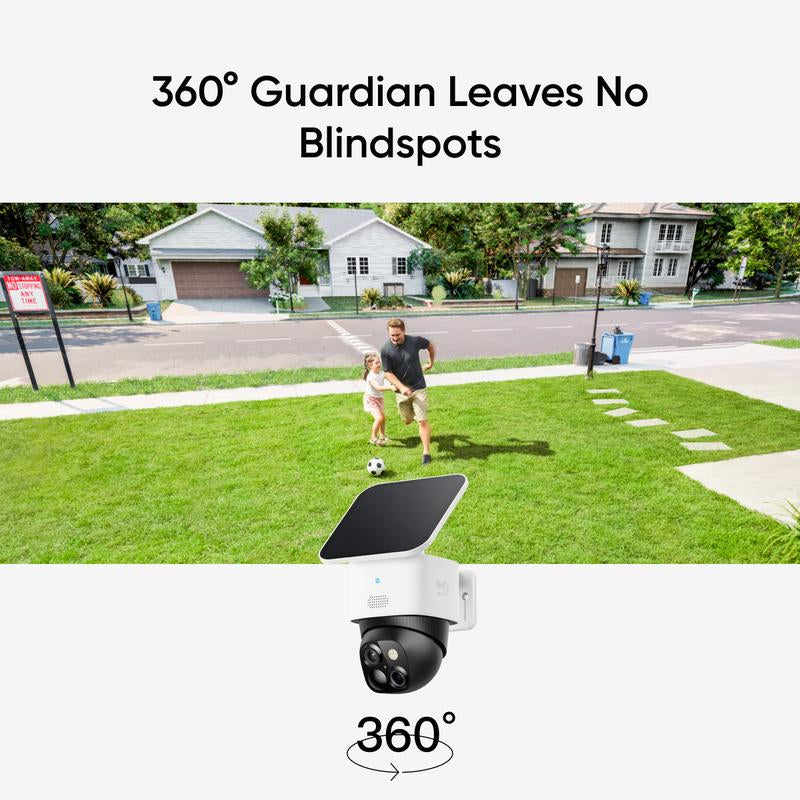【Exclusive Bundle】Eufy Security Solocam S340 360° Pan & Tilt Solar Security Camera 2.4 Ghz Wi-Fi No Monthly Fee Homebase S380 Compatible - Ai Auto Lock and Tracking